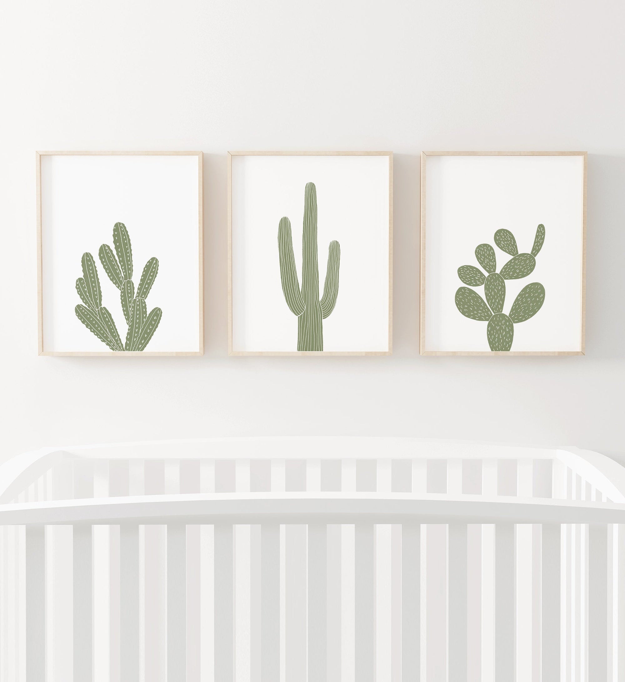 Minimal Cactus Set of 3 Prints - Green