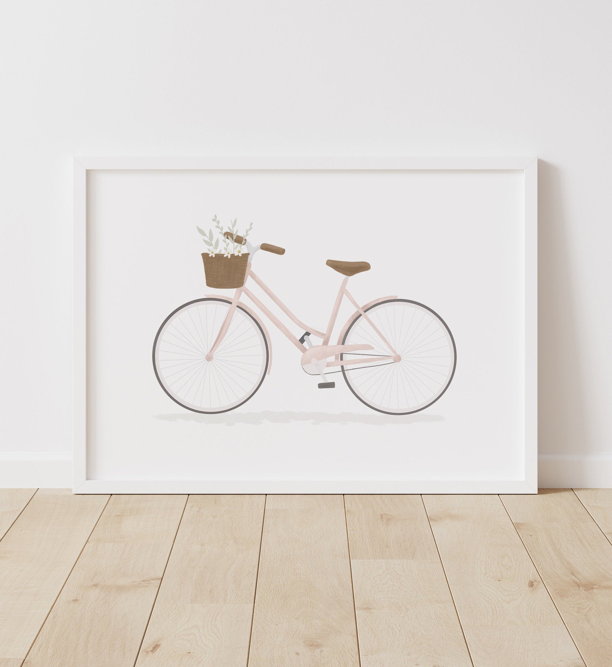 Bike with Basket Print - Pink