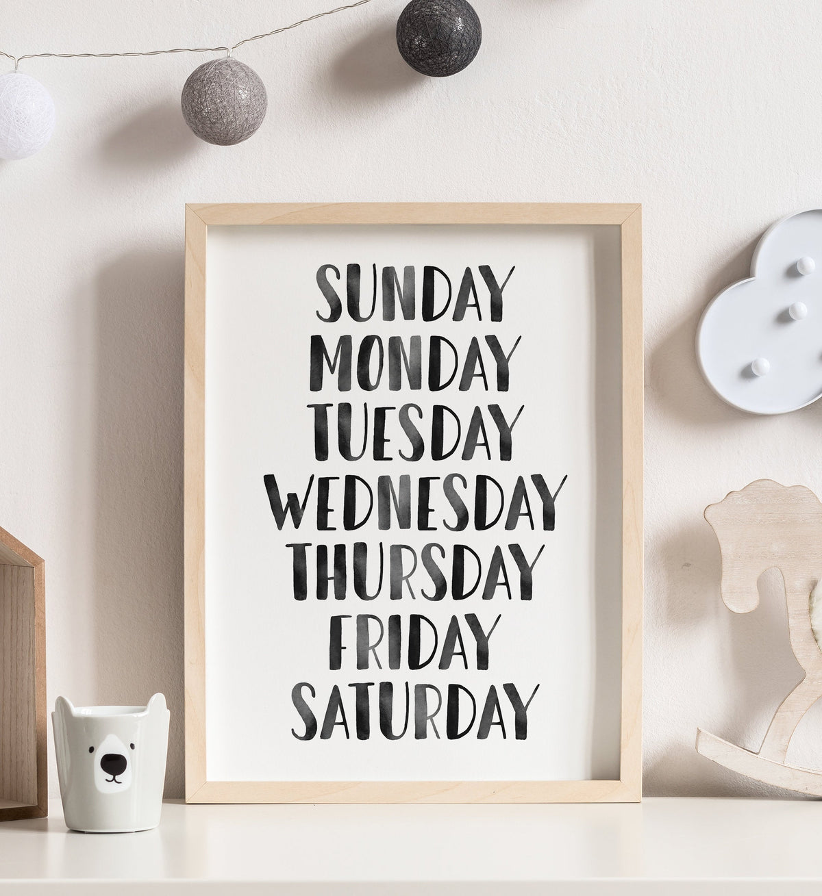 Days of the Week Print - Black