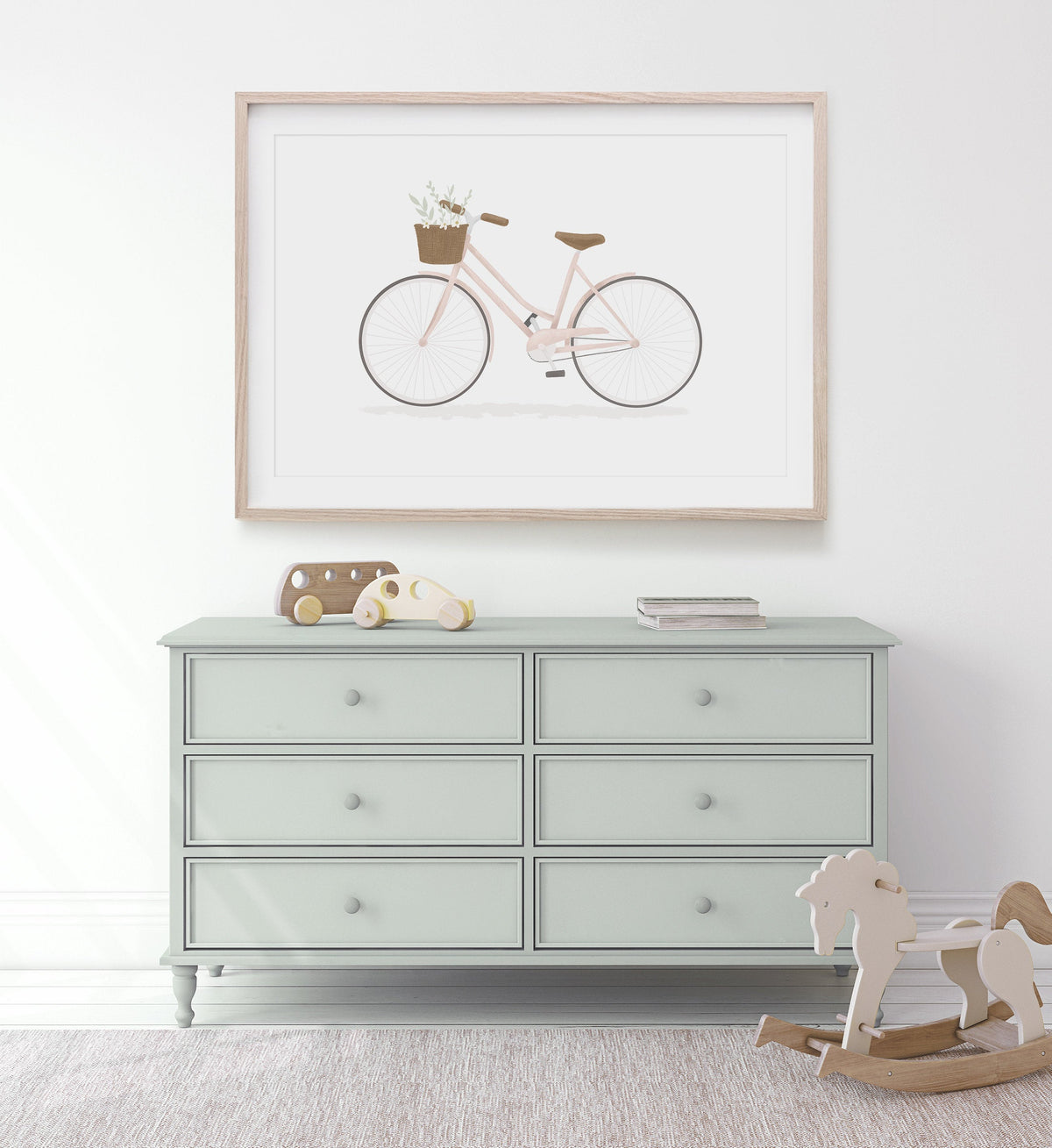 Bike with Basket Print - Pink