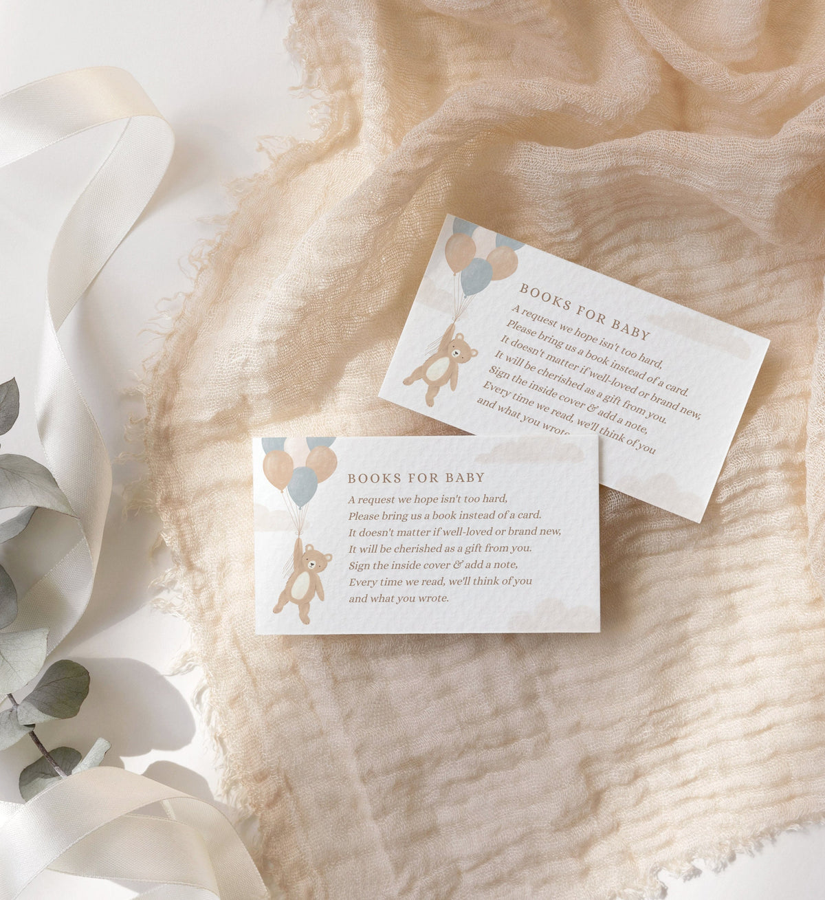 We Can Bearly Wait Books for Baby Card Template, Teddy Bear Baby Shower Book Request Insert, Printable Template, DIGITAL DOWNLOAD