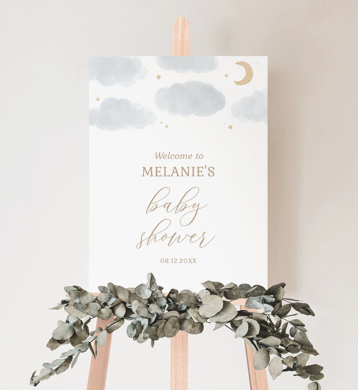 Moon and Stars Baby Shower Welcome Sign, Over the Moon Baby Shower, Printable Welcome Sign Template, DIGITAL DOWNLOAD