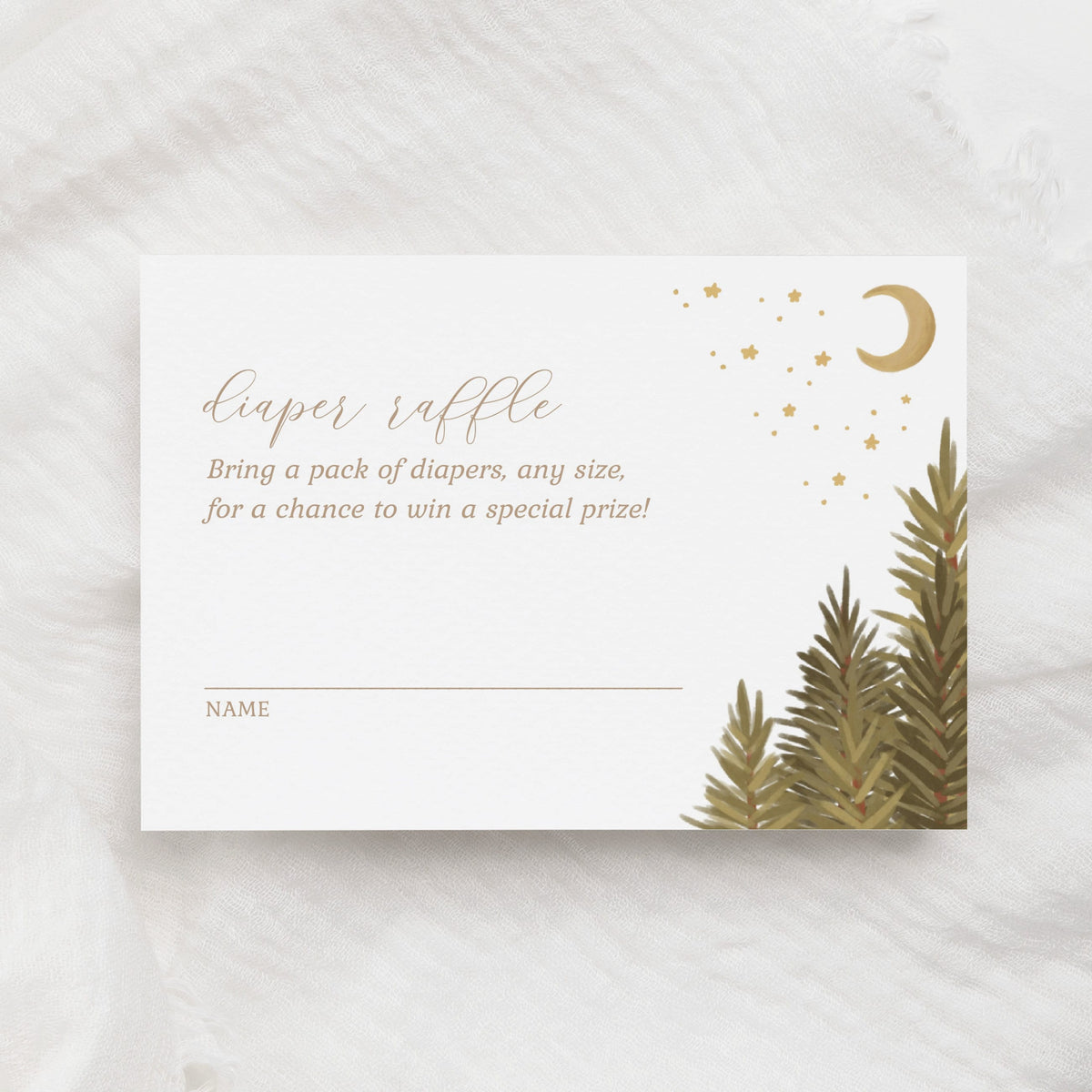 Woodland Diaper Raffle Ticket Template, Woodland Baby Shower Diaper Raffle Card Insert, Printable Template, DIGITAL DOWNLOAD