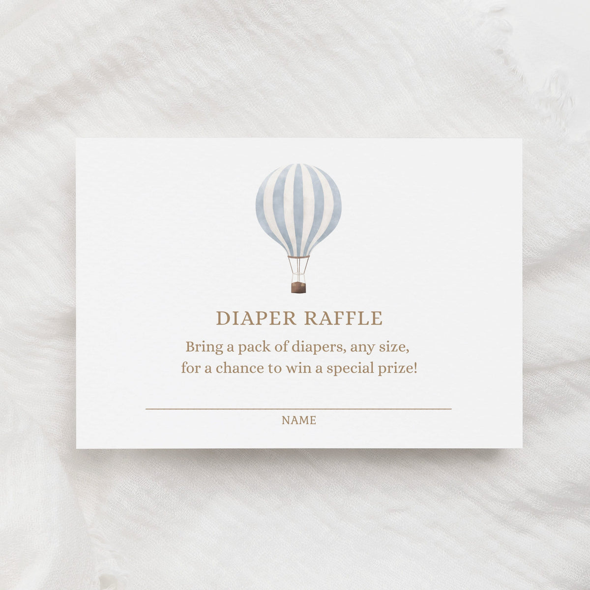 Blue Hot Air Balloon Diaper Raffle Ticket Template, Hot Air Balloon Baby Shower, Diaper Raffle Card, Printable Template, DIGITAL DOWNLOAD