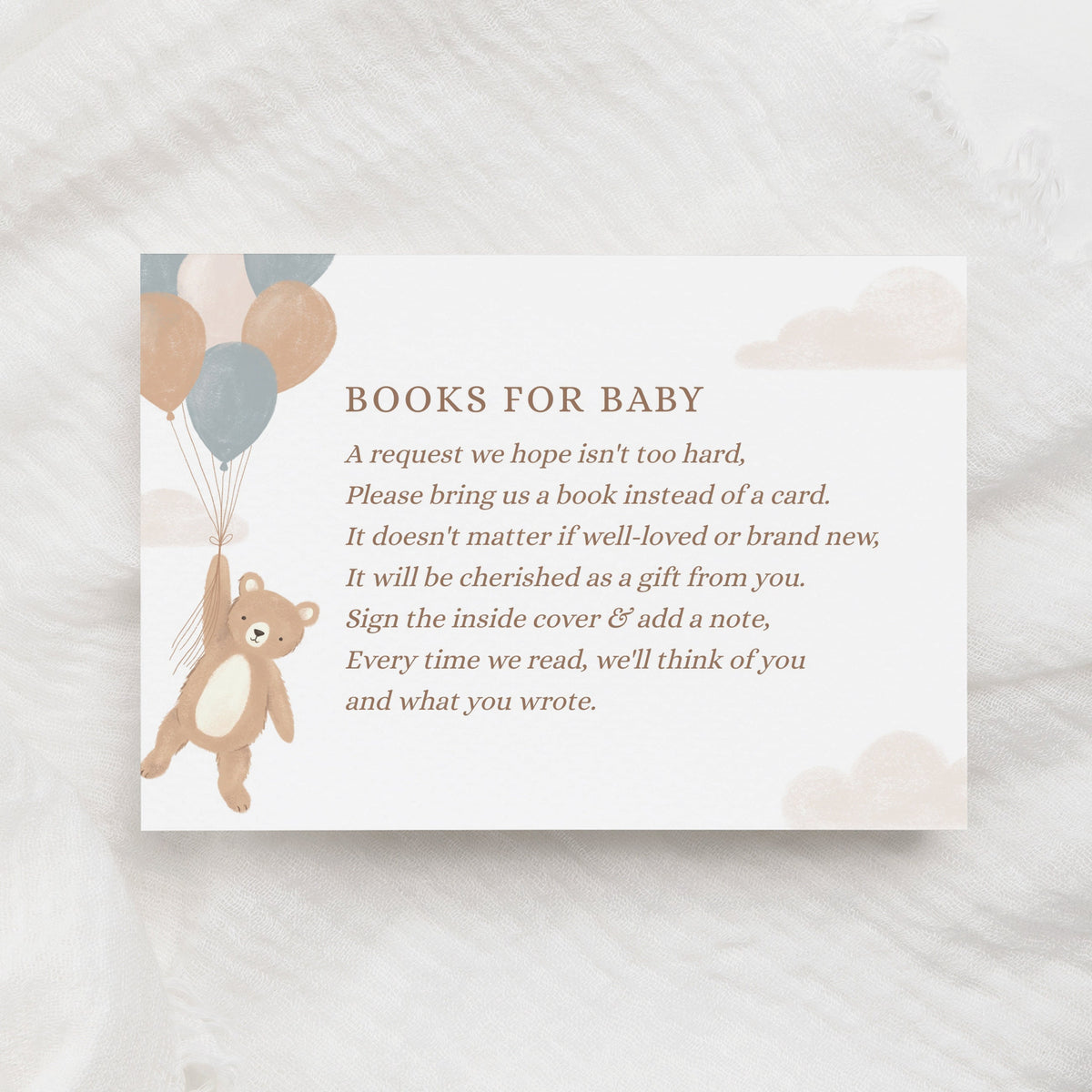 We Can Bearly Wait Books for Baby Card Template, Teddy Bear Baby Shower Book Request Insert, Printable Template, DIGITAL DOWNLOAD