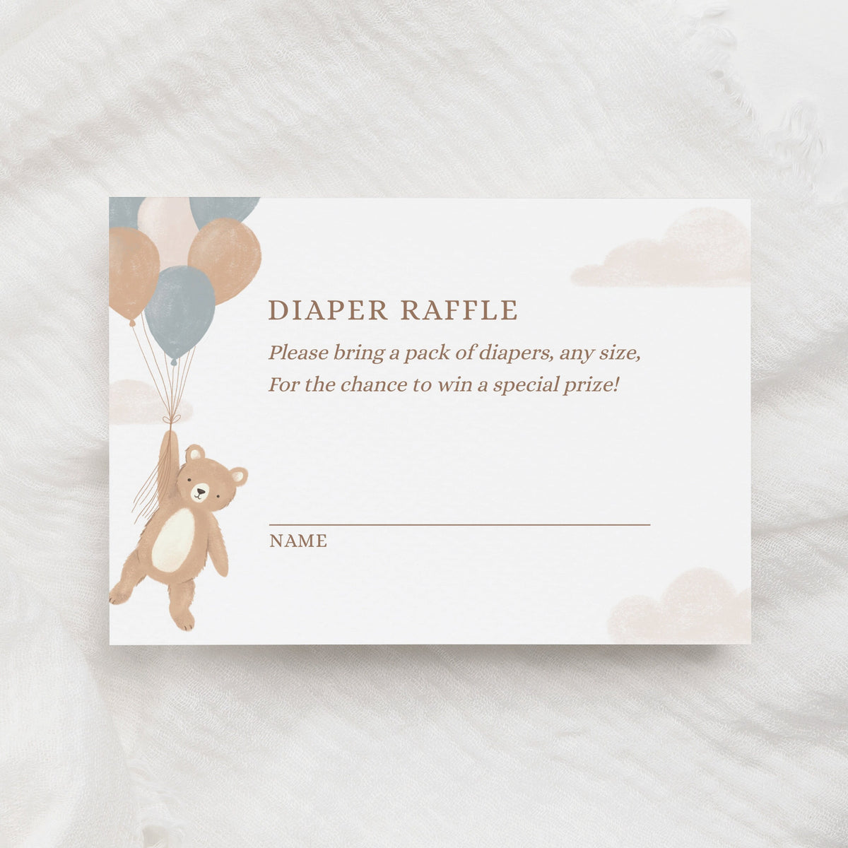 We Can Bearly Wait Diaper Raffle Ticket Template, Teddy Bear Baby Shower Diaper Raffle Card Insert, Printable Template, DIGITAL DOWNLOAD