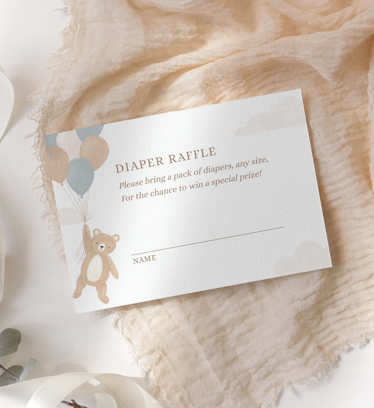 We Can Bearly Wait Diaper Raffle Ticket Template, Teddy Bear Baby Shower Diaper Raffle Card Insert, Printable Template, DIGITAL DOWNLOAD