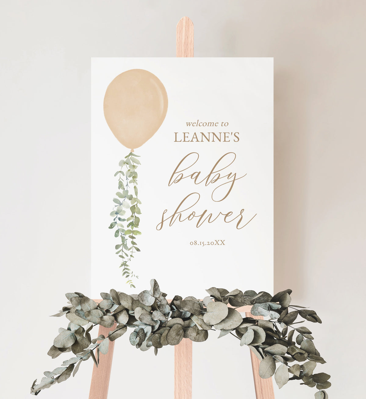Gold Balloon Baby Shower Welcome Sign, Baby Shower Welcome Sign, Watercolor Balloon, Printable Welcome Sign Template, DIGITAL DOWNLOAD