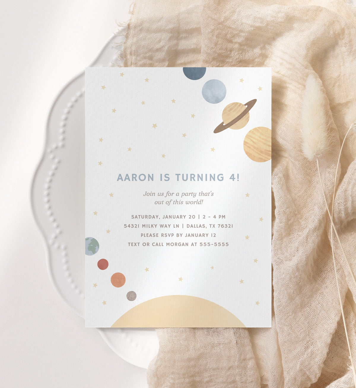 Editable Outer Space Birthday Party Invitation, Solar System Birthday Party Invite Template, DIGITAL DOWNLOAD