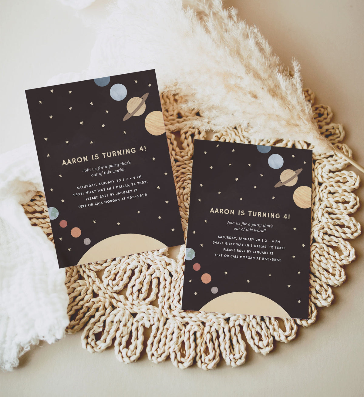 Editable Outer Space Birthday Party Invitation, Solar System Birthday Party Invite Template, Printable Kids Bday Invite, DIGITAL DOWNLOAD