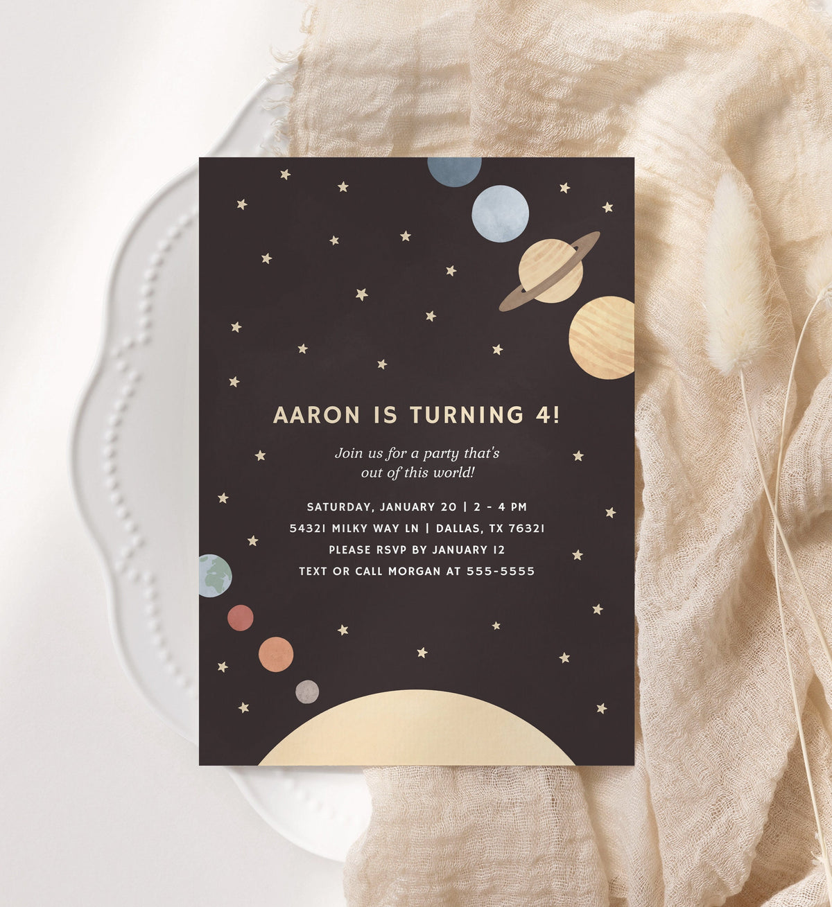 Editable Outer Space Birthday Party Invitation, Solar System Birthday Party Invite Template, Printable Kids Bday Invite, DIGITAL DOWNLOAD