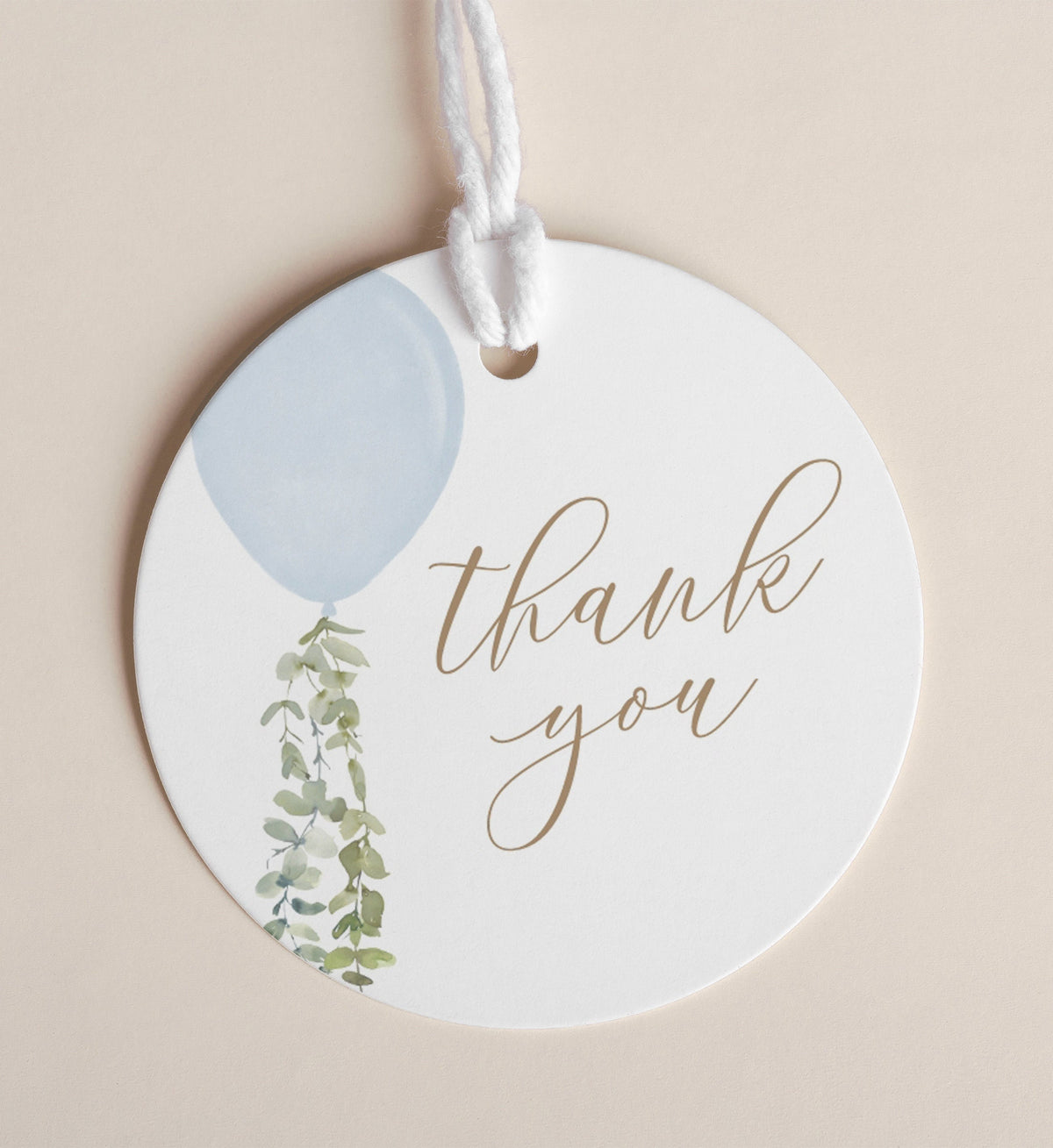 Editable Blue Balloon Favor Tag Template, Printable Watercolor Balloon Baby Shower Gift Tag, DIGITAL DOWNLOAD