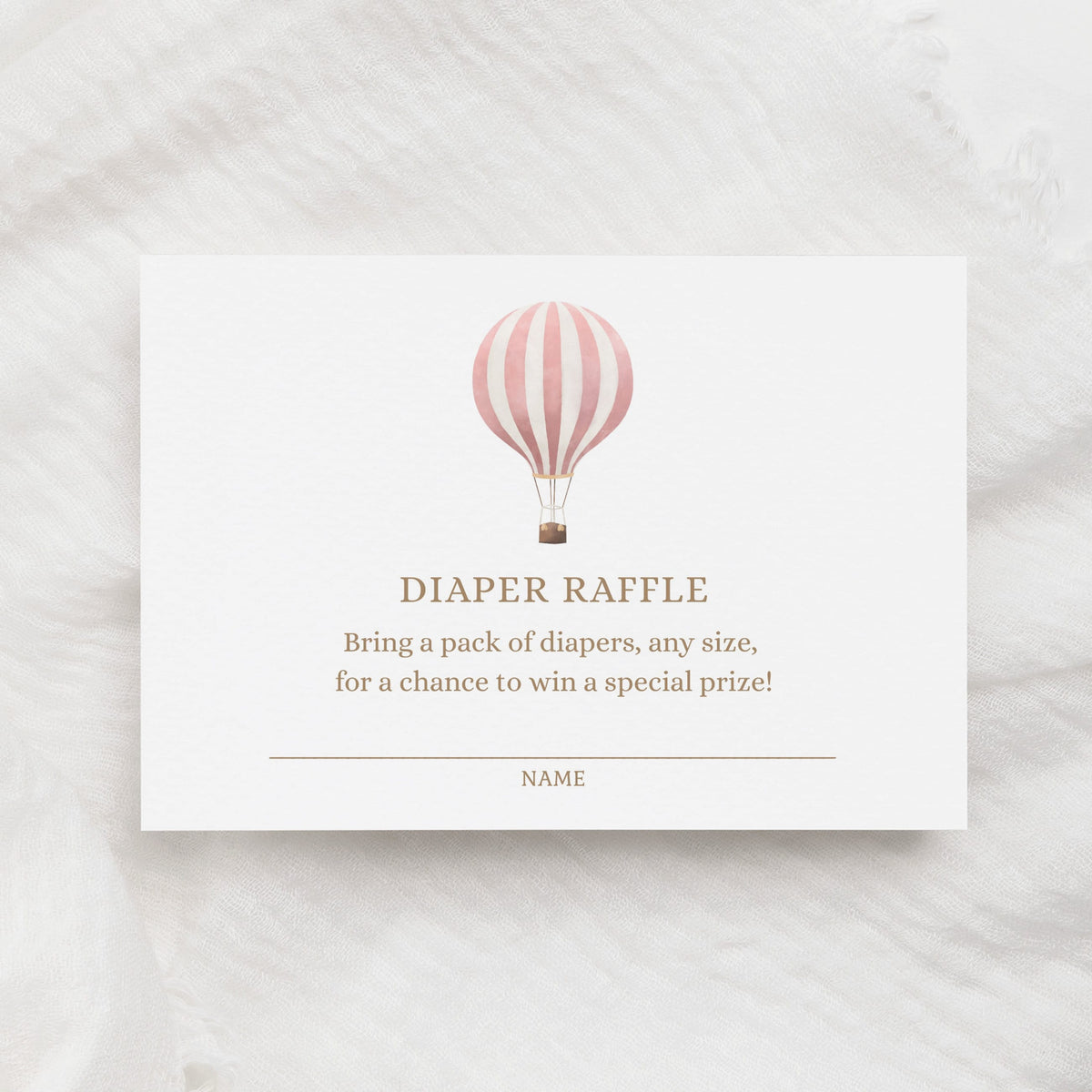 Pink Hot Air Balloon Diaper Raffle Ticket Template, Hot Air Balloon Baby Shower, Diaper Raffle Card, Printable Template, DIGITAL DOWNLOAD