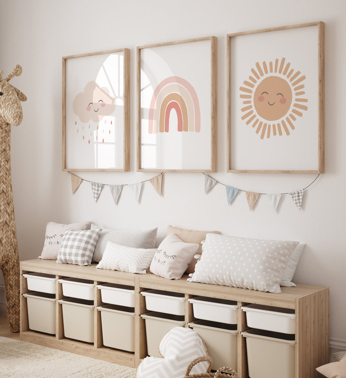 Happy Rainbow, Cloud, and Sun Set of 3 Prints - PNCP