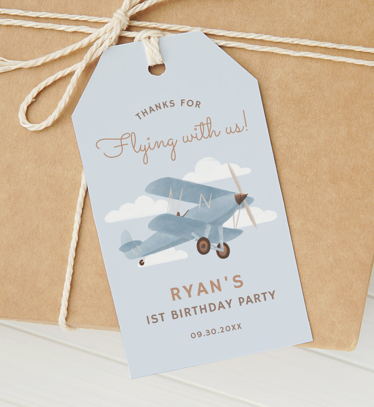 Editable Airplane Birthday Party Favor Tag Template