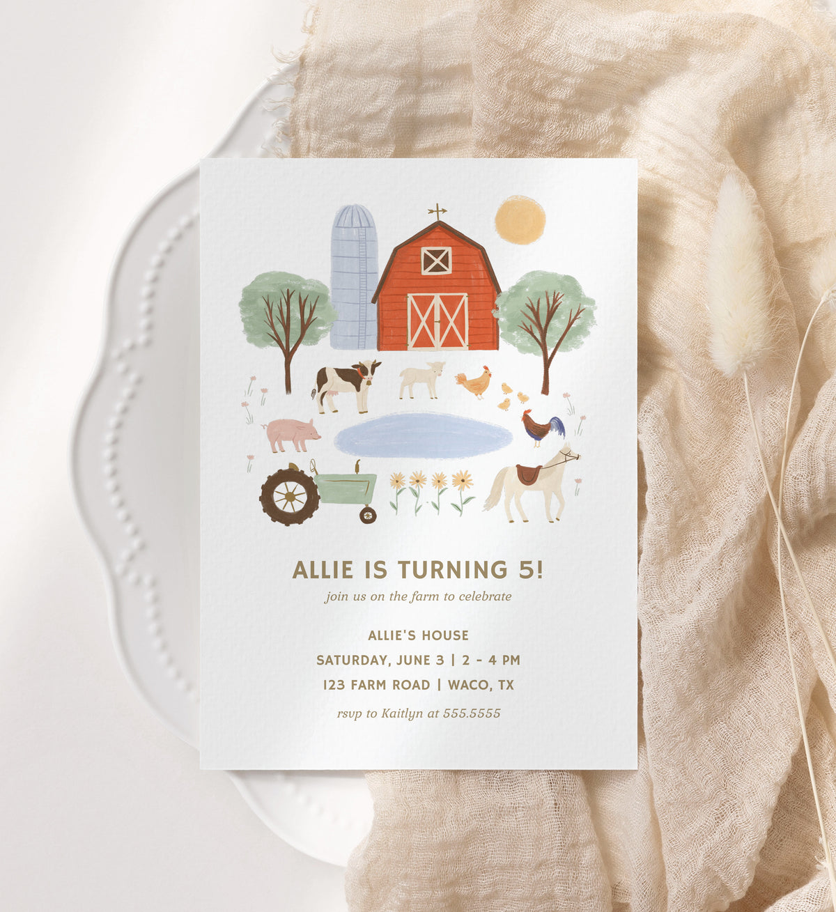 Editable Farm Birthday Party Invitation Template