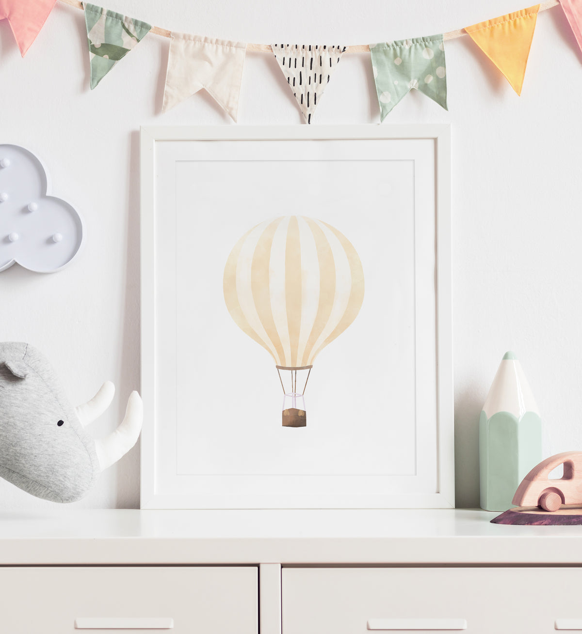 Hot Air Balloon Print - Yellow