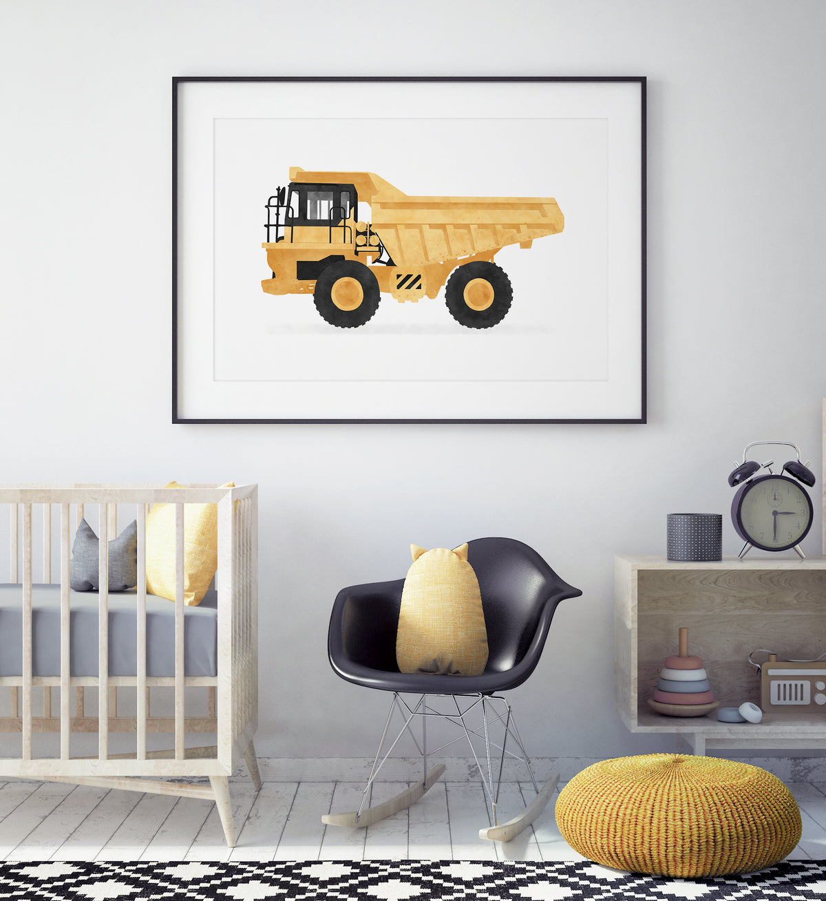 Dump Truck Horizontal Print - Yellow