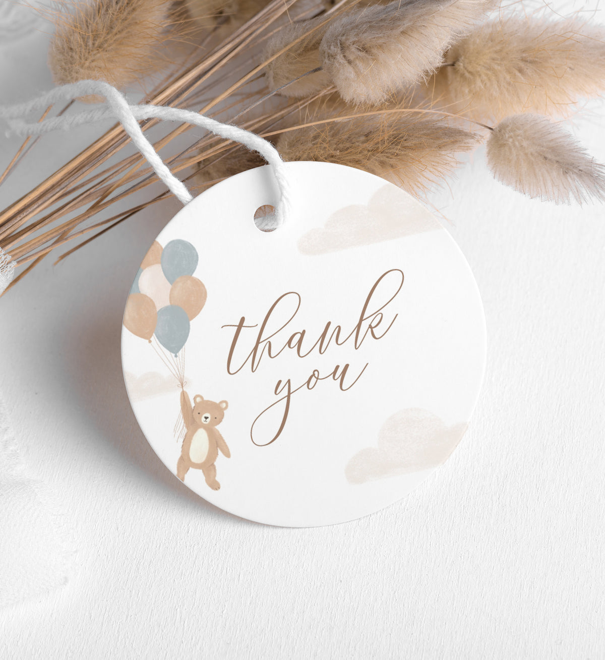 Editable Teddy Bear Baby Shower Favor Tag Template