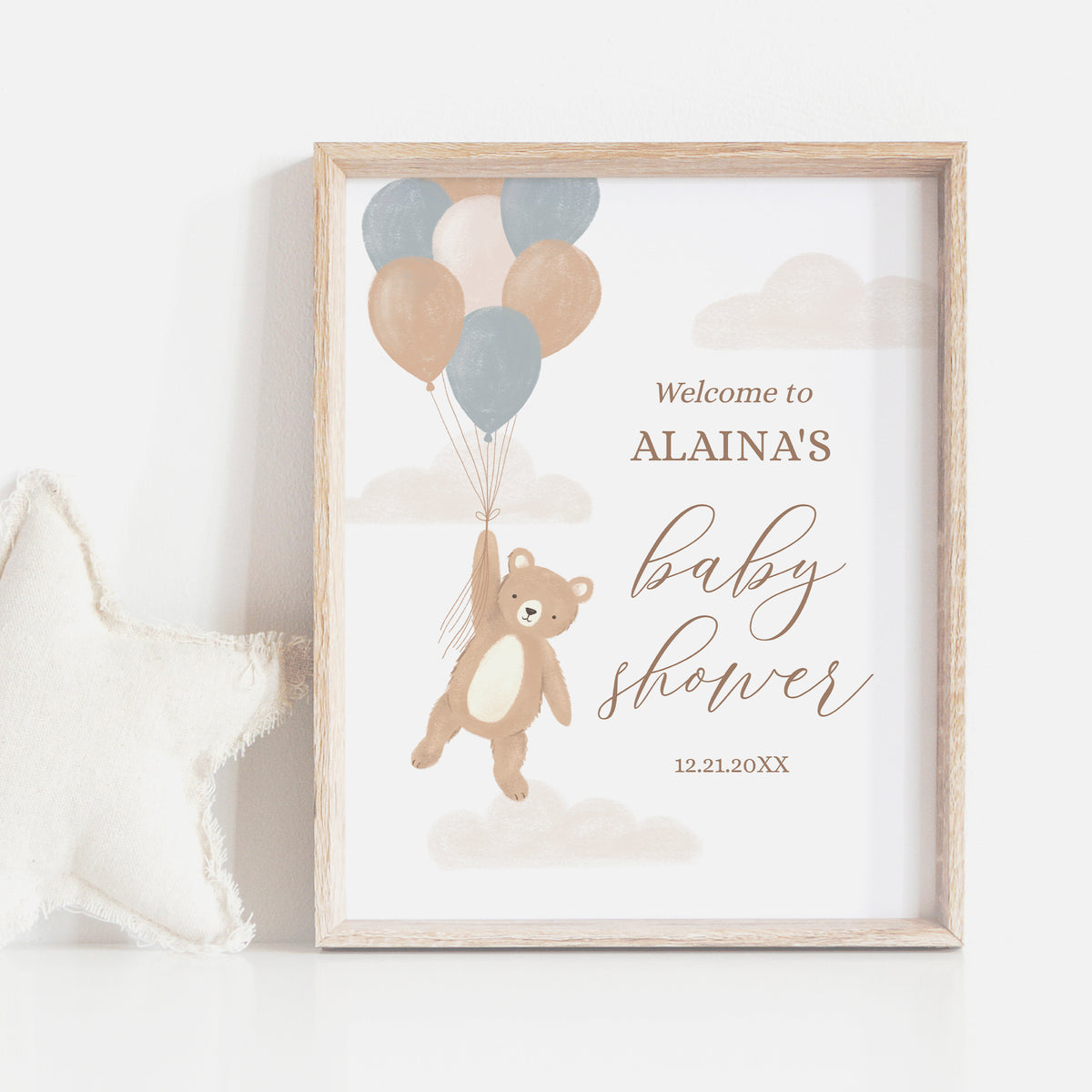 We Can Bearly Wait Boy Baby Shower Welcome Sign