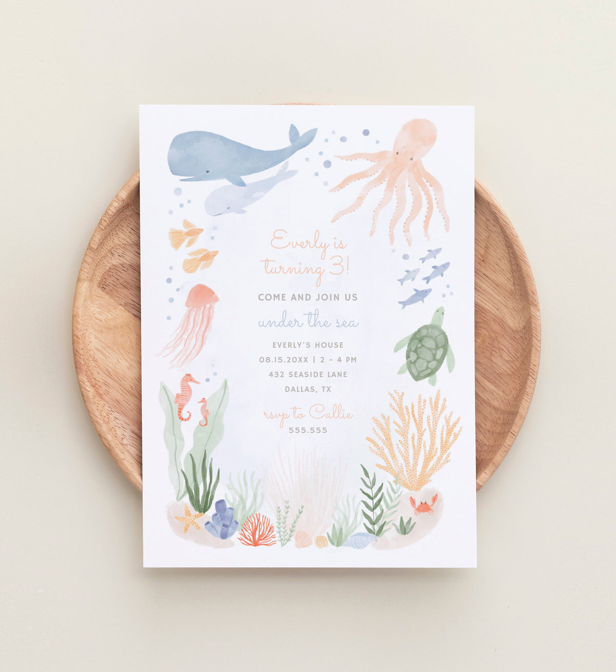 Editable Under the Sea Birthday Party Invitation Template