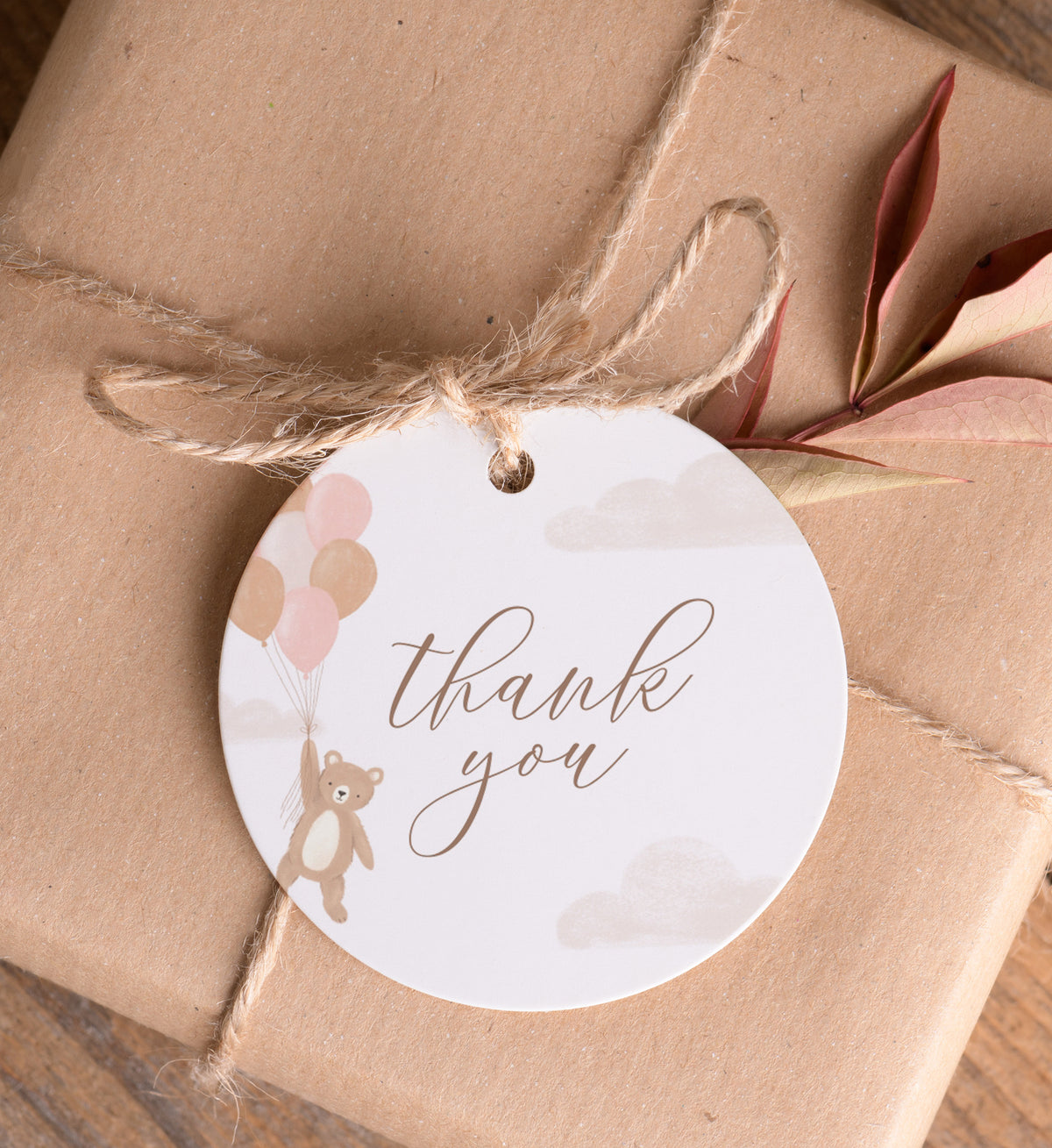 Editable Teddy Bear Baby Shower Favor Tag Template