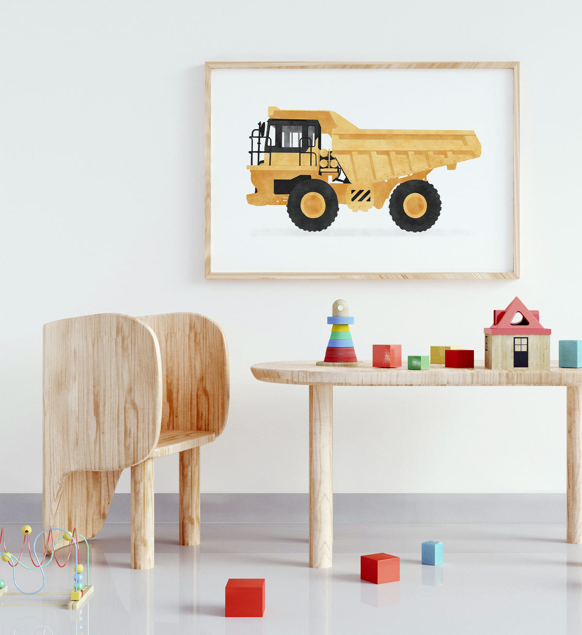 Dump Truck Horizontal Print - Yellow