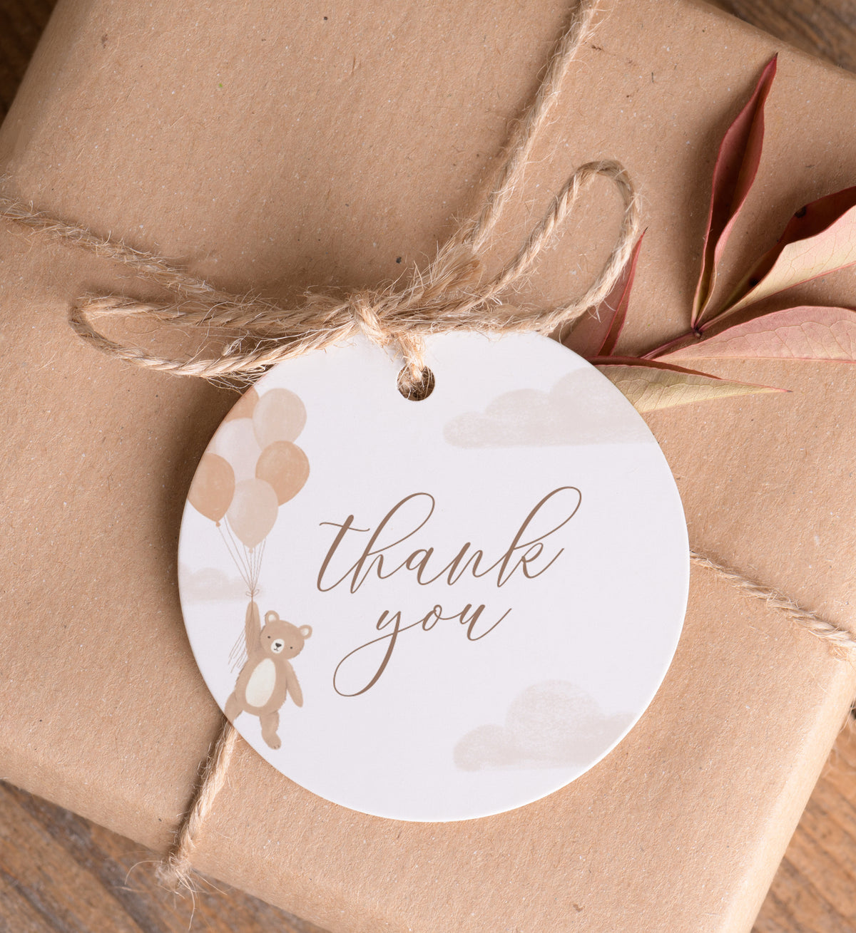 Editable Teddy Bear Baby Shower Favor Tag Template