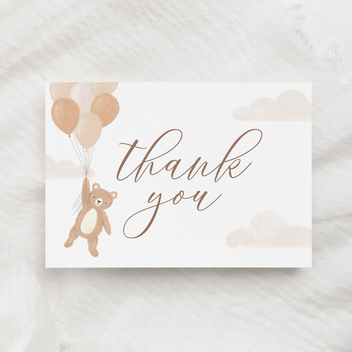 Editable Teddy Bear Baby Shower Folded Thank You Card Template