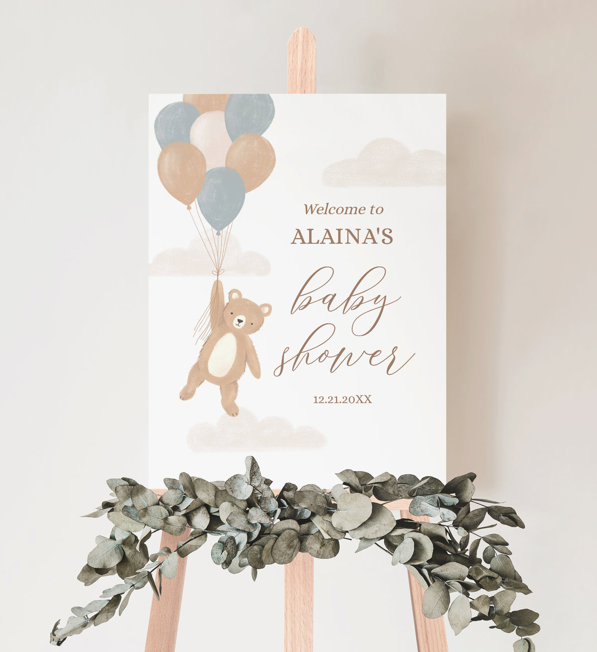 We Can Bearly Wait Boy Baby Shower Welcome Sign