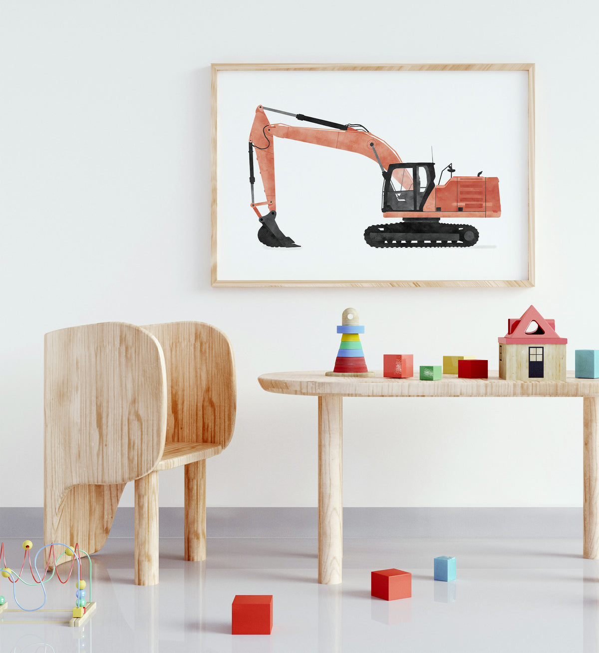 Excavator Horizontal Print - Red