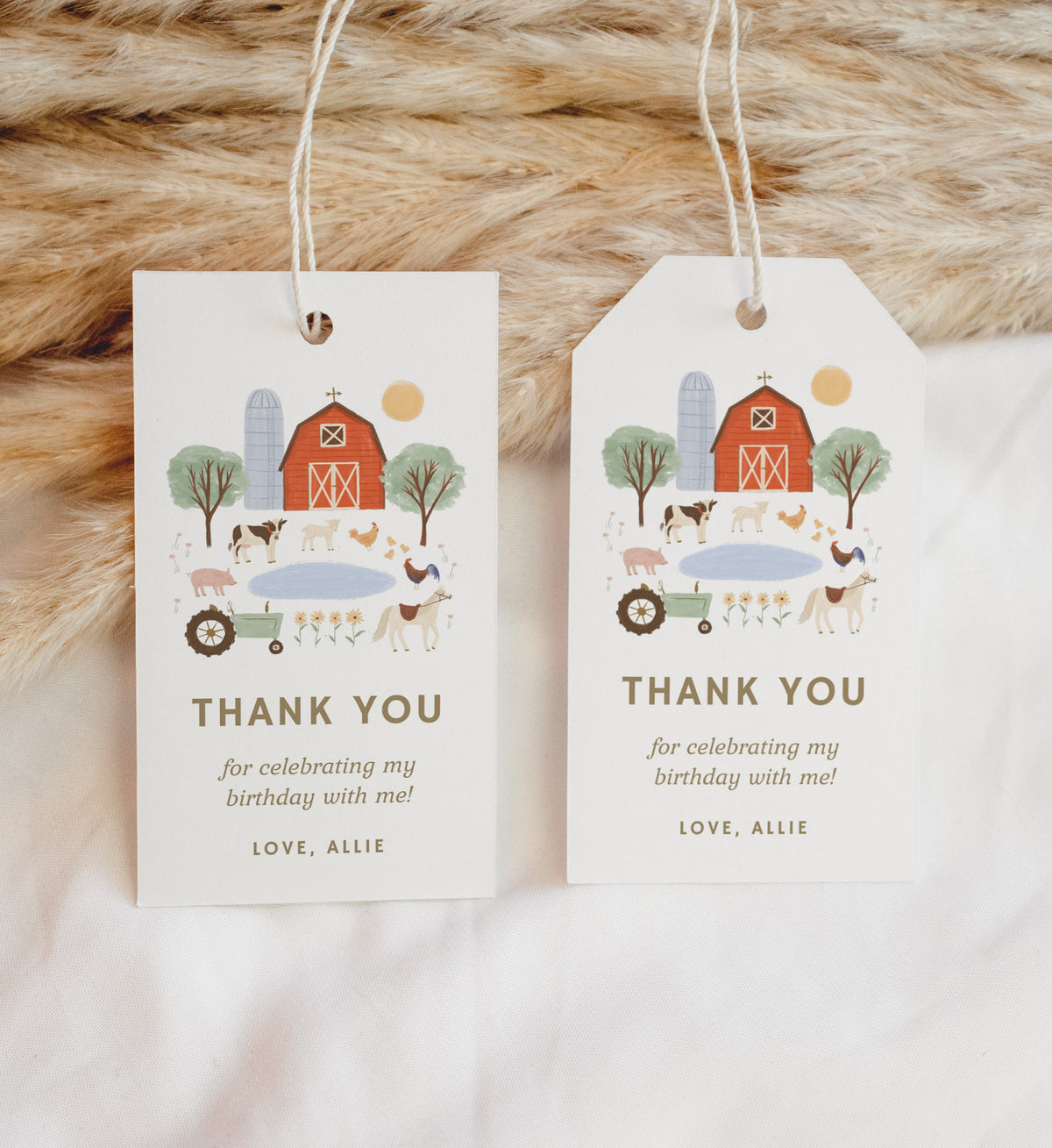 Editable Farm Birthday Party Favor Tag Template