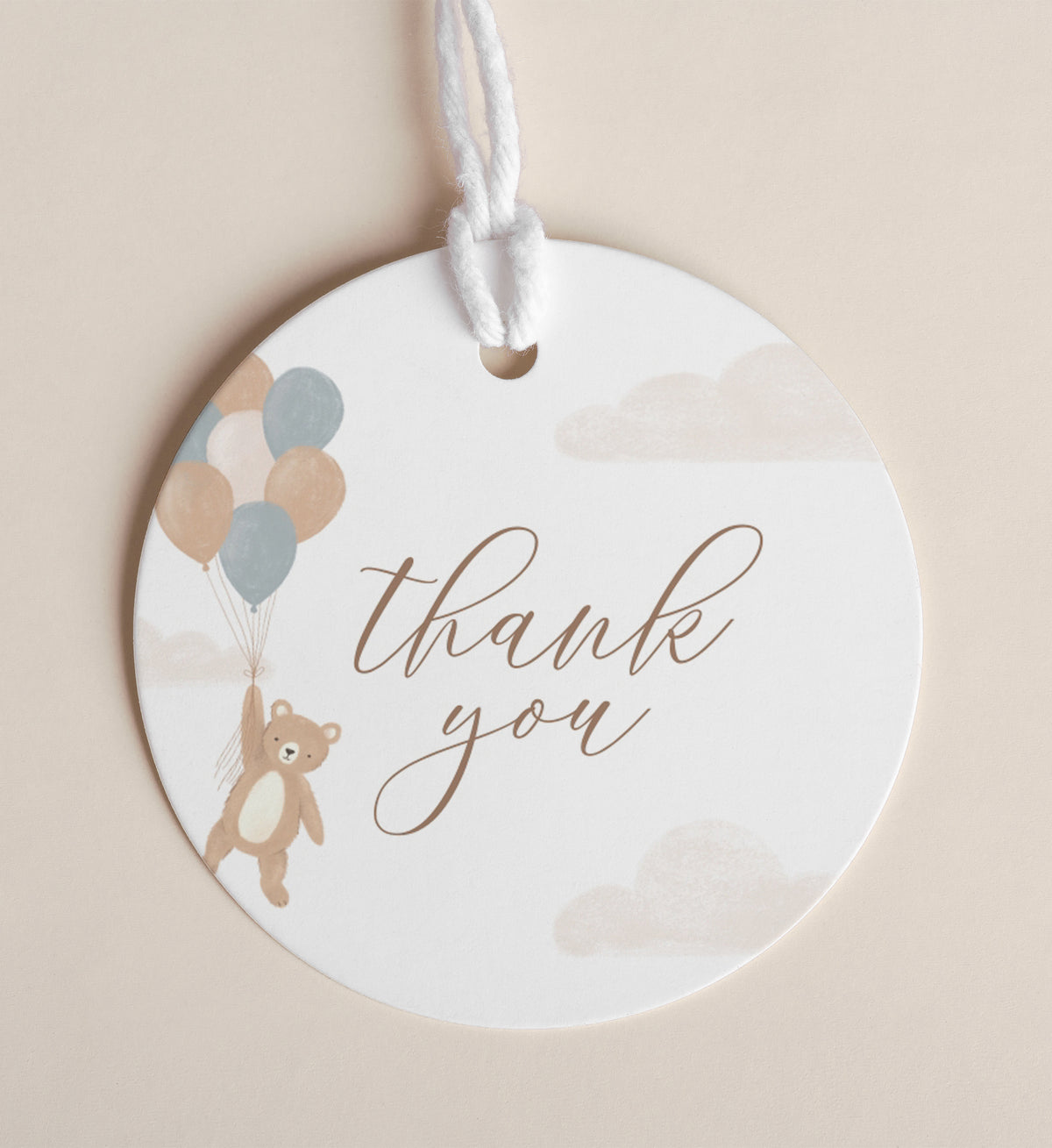 Editable Teddy Bear Baby Shower Favor Tag Template