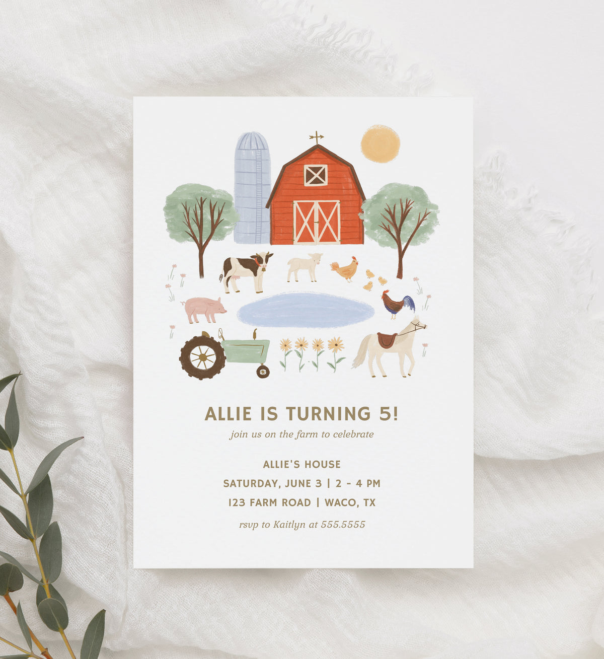 Editable Farm Birthday Party Invitation Template