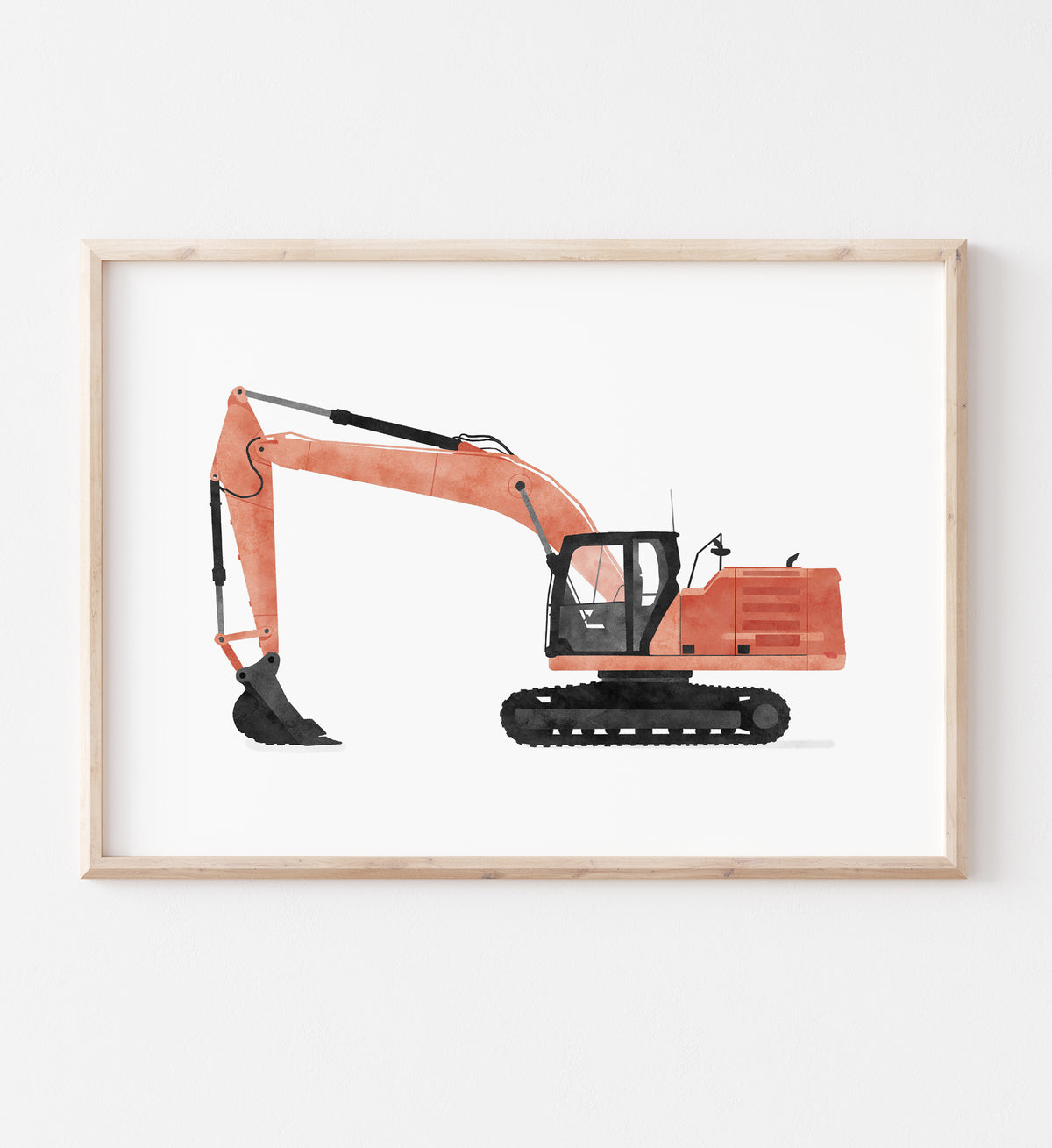 Excavator Horizontal Print - Red