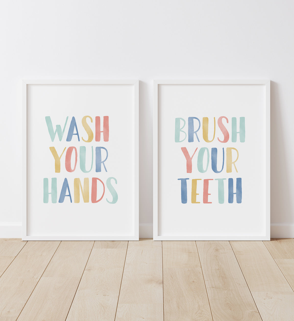 Wash Your Hands, Brush Your Teeth Set of 2 Prints No. 4