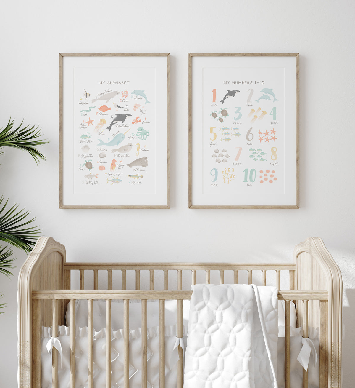 Beach Alphabet and Numbers Set of 2 Prints