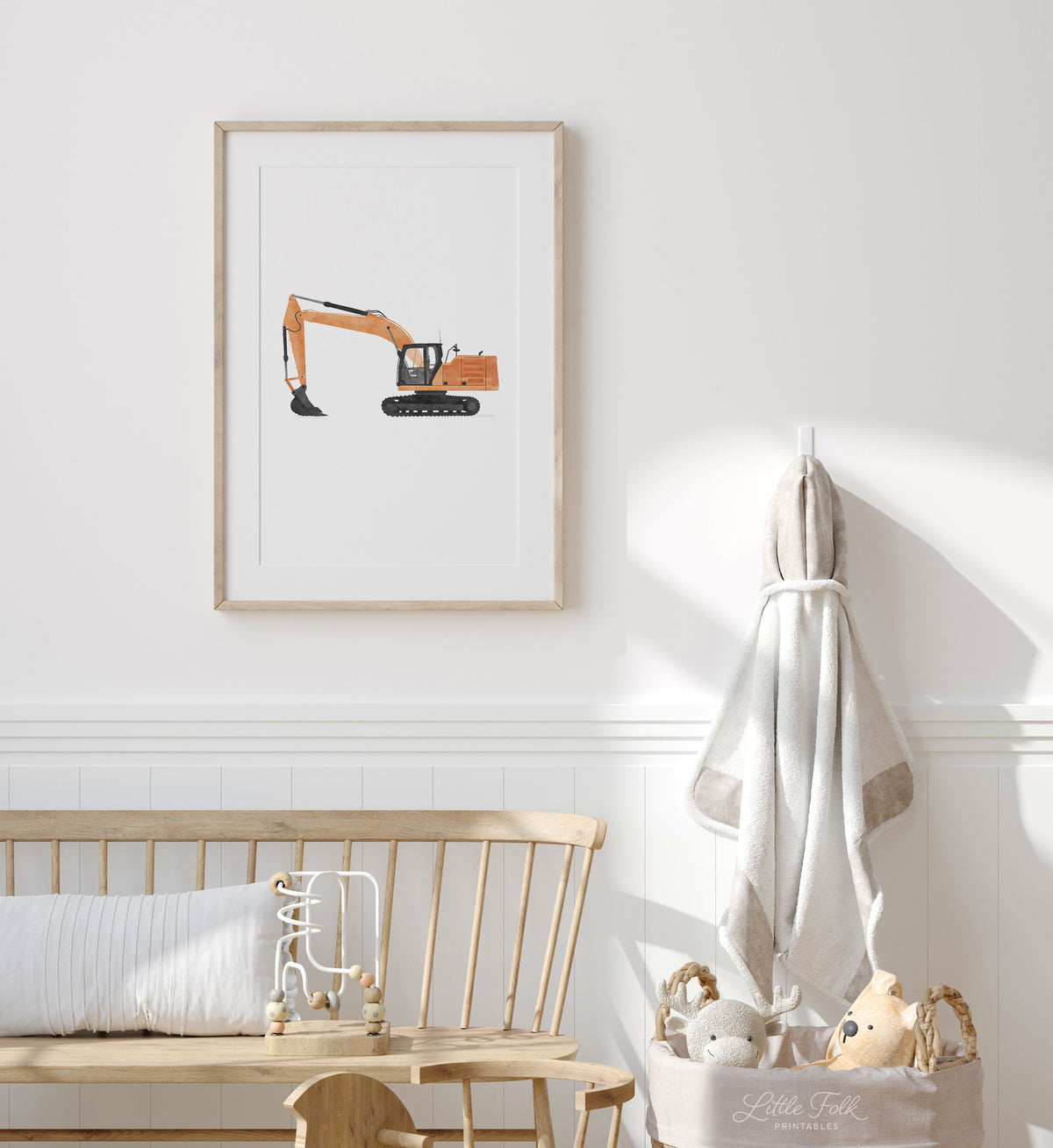 Excavator Print - Orange