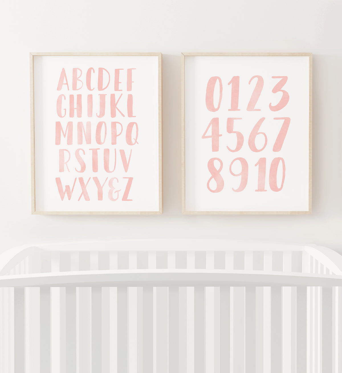 Alphabet and Numbers Set of 2 Prints - Pink