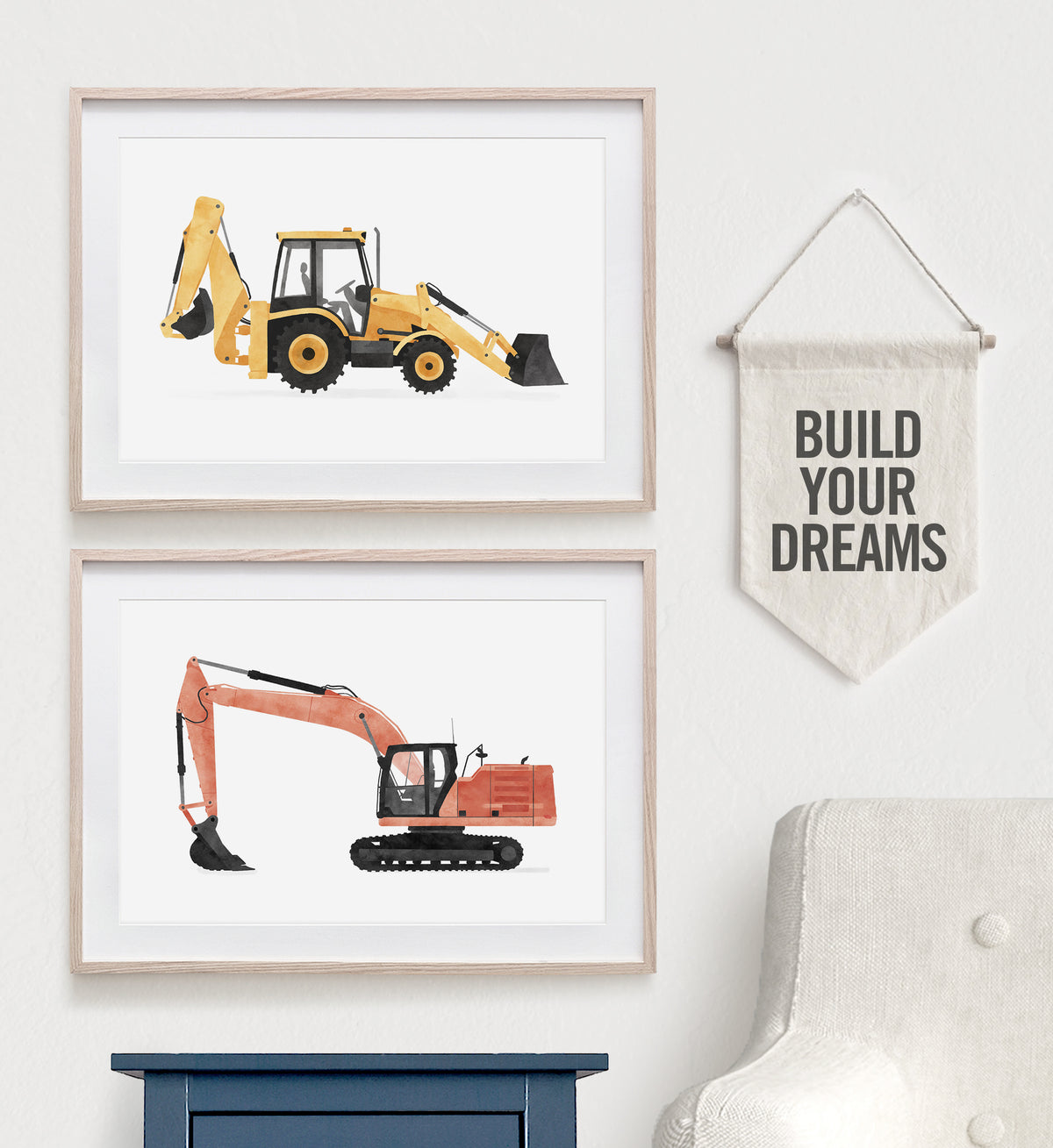 Excavator Horizontal Print - Red
