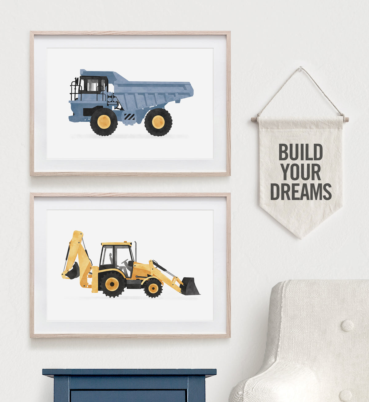 Dump Truck Horizontal Print - Blue