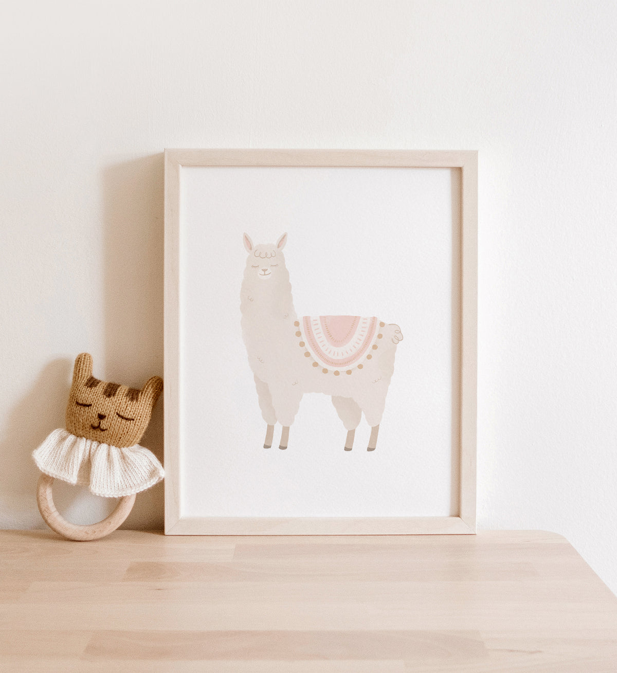 Llama with Pink Saddle - Pink and Neutral