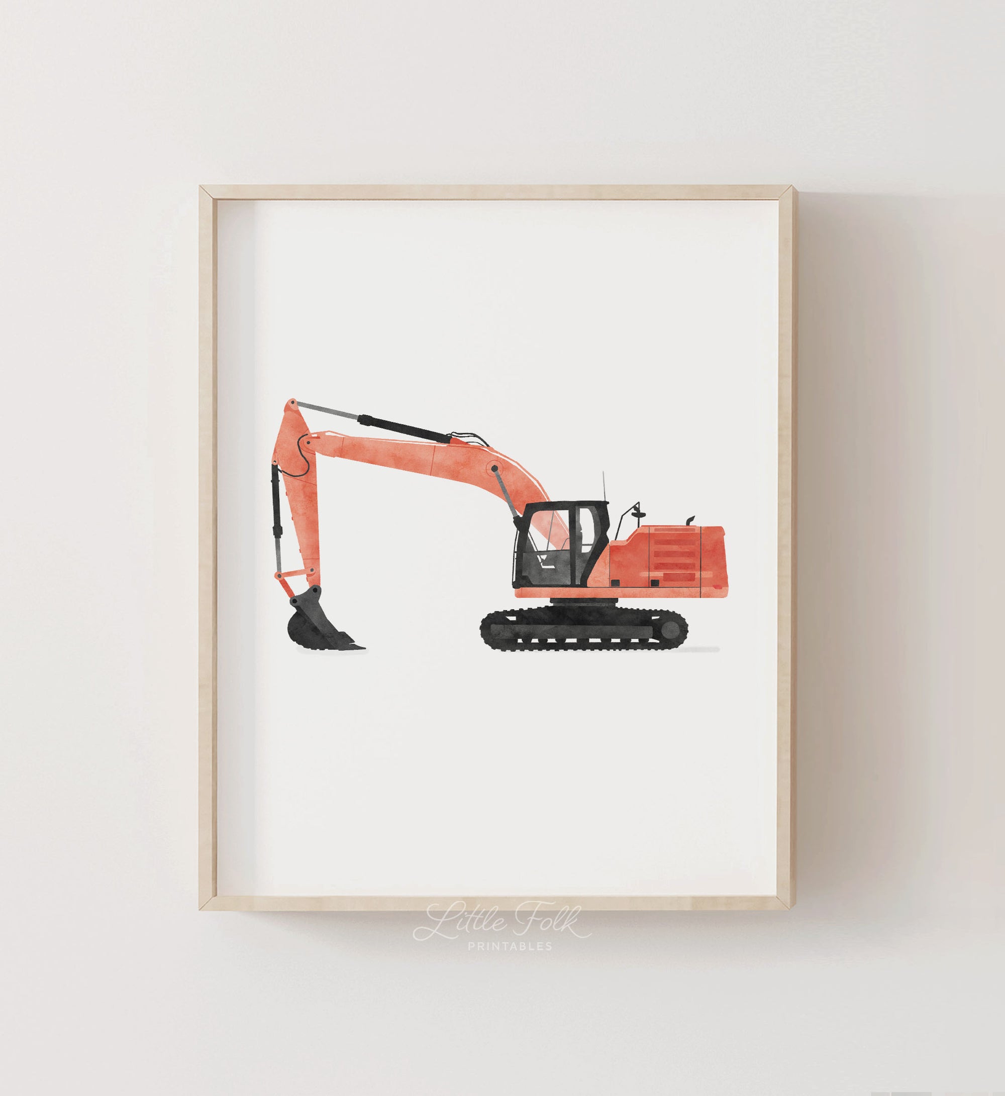 Excavator Print - Red