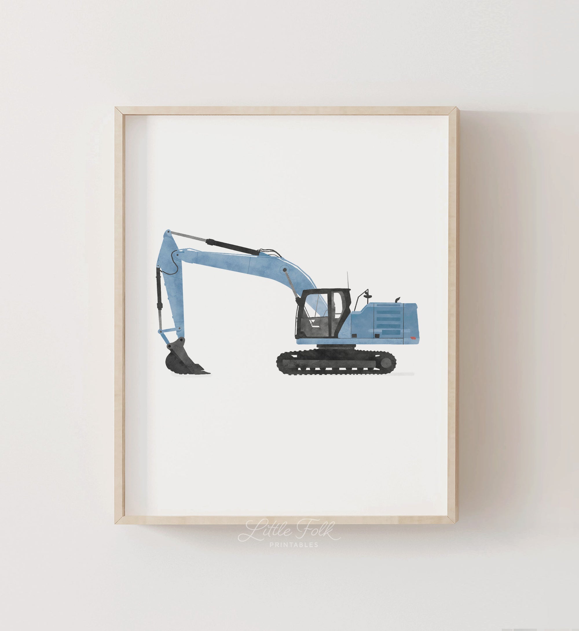 Excavator Print - Blue