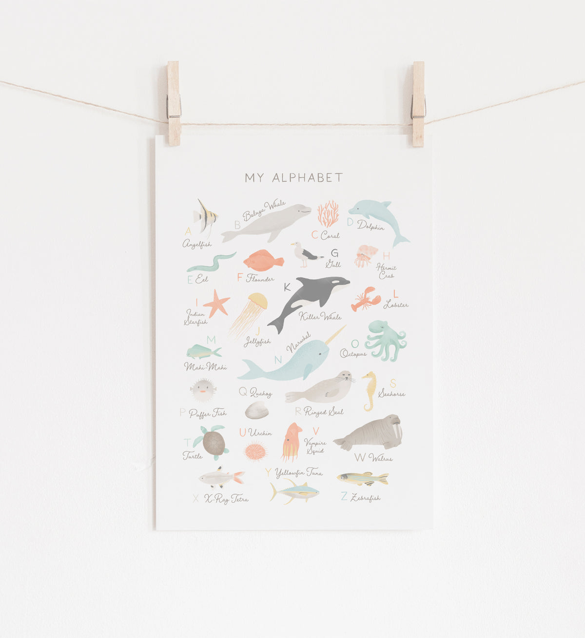 Beach Alphabet and Numbers Set of 2 Prints