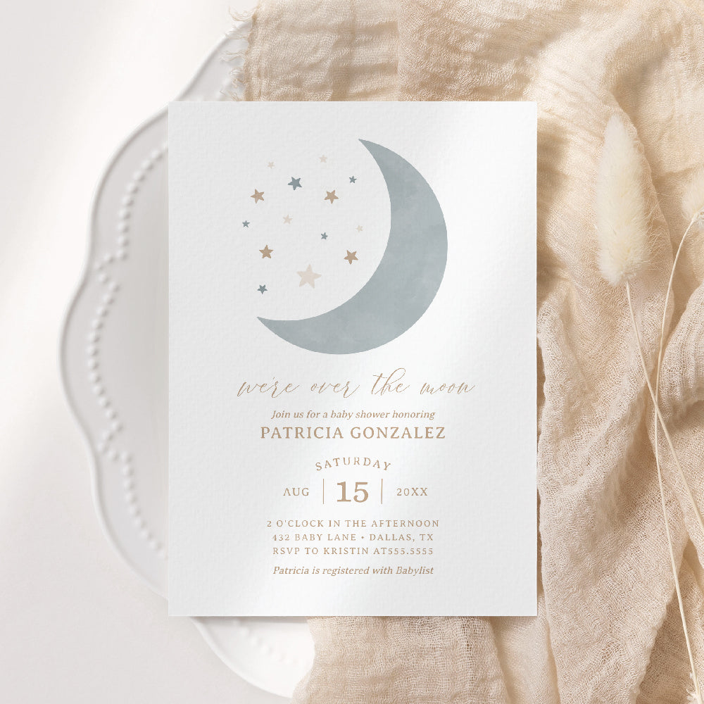 Over the Moon Boy Baby Shower - 1022