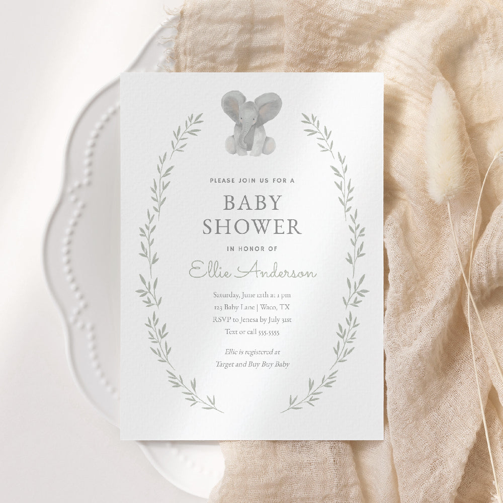 Elephant Greenery Baby Shower - 1023