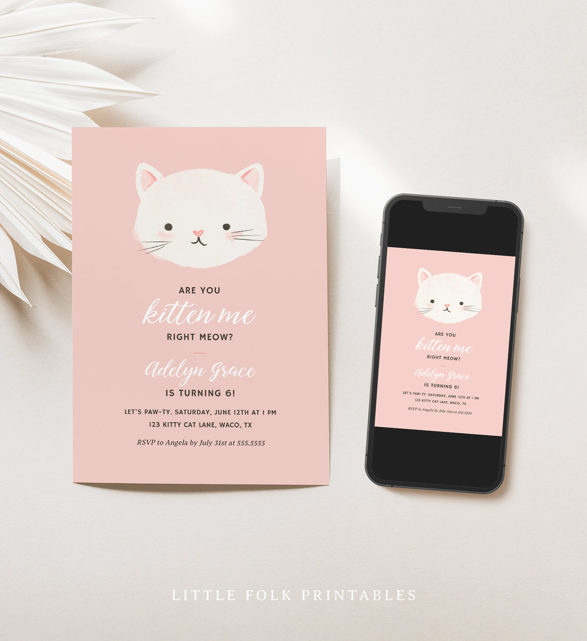 Editable Kitten Birthday Party Invitation Template No. 3