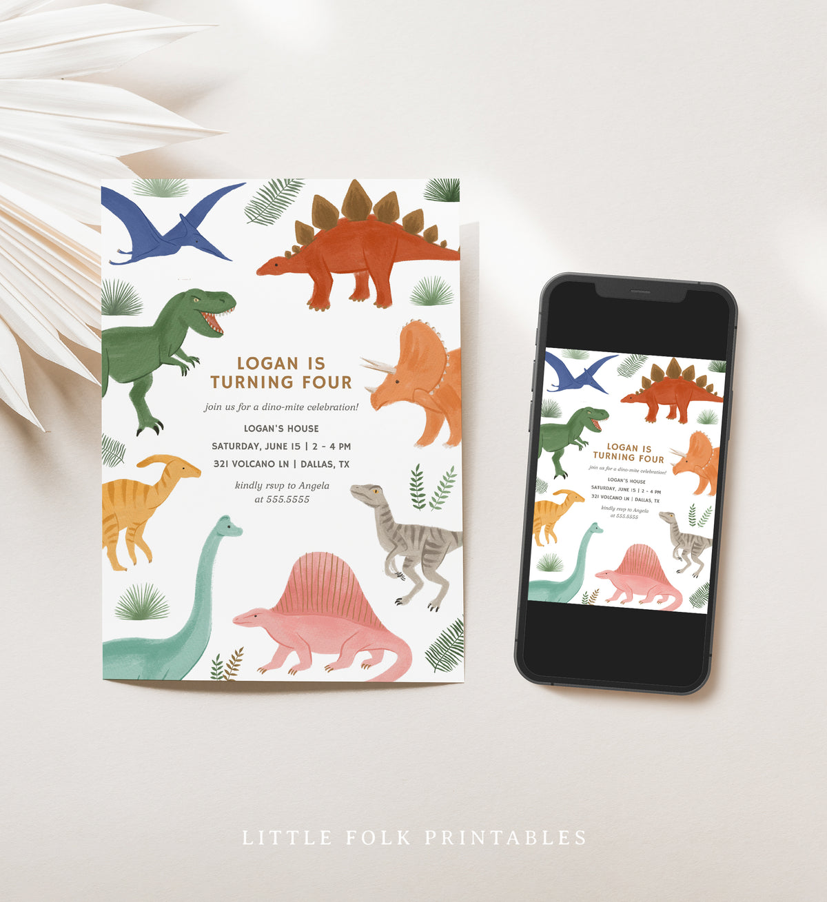 Editable Dinosaur Birthday Party Invitation Template