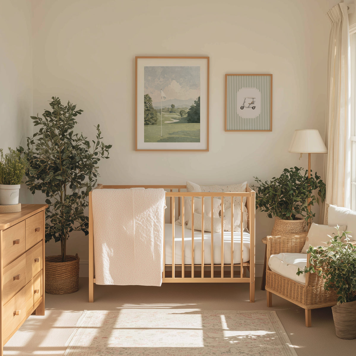 Vintage Sage Green Golf Nursery Wall Art